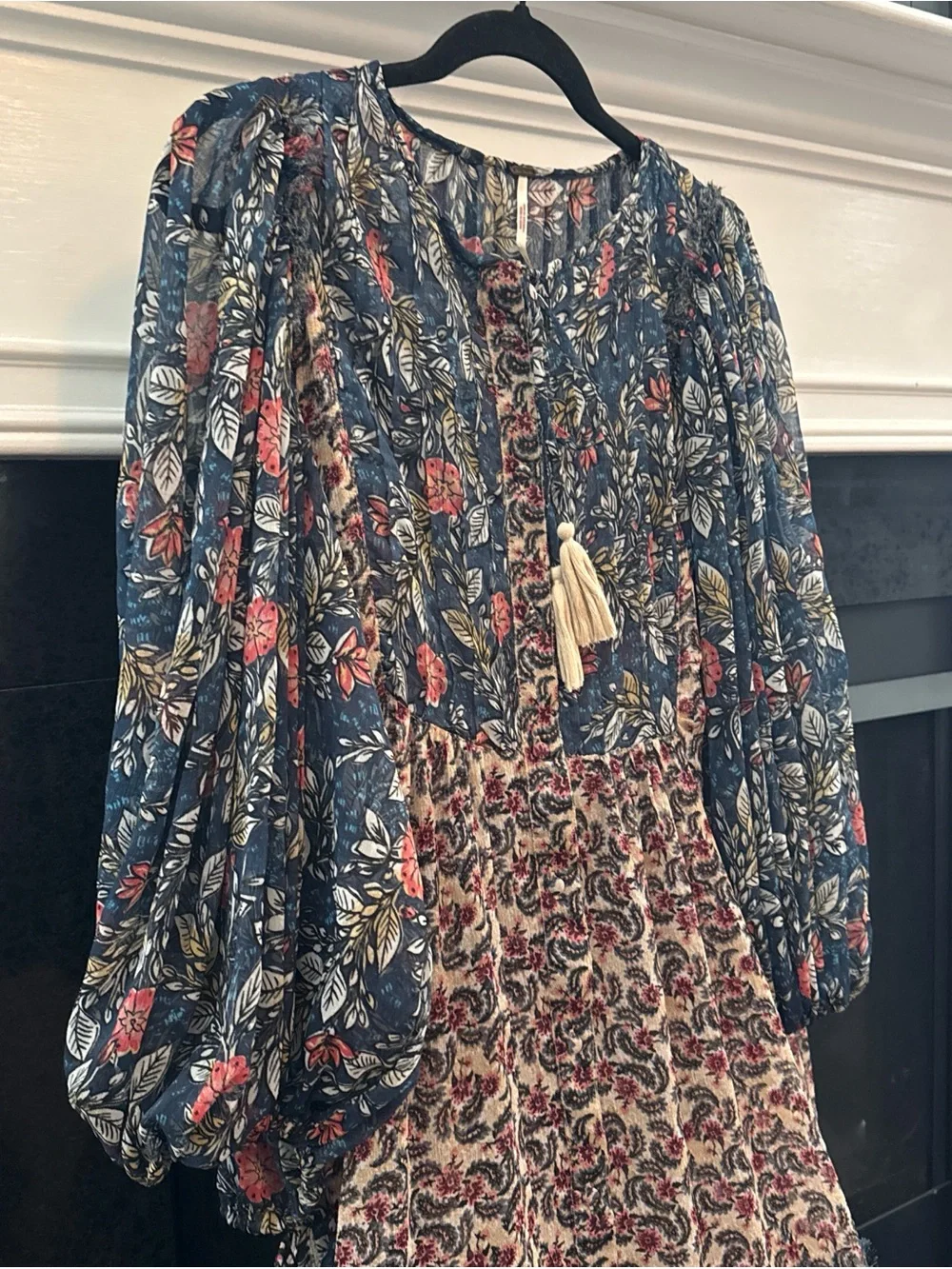 Free People Estella chiffon Maxi Dress sz L boho prairie cottage ethereal flowy - Picture 5 of 9